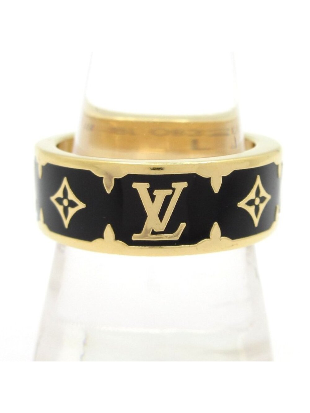 Louis Vuitton Ring L Nanogram Enamel Gold Black